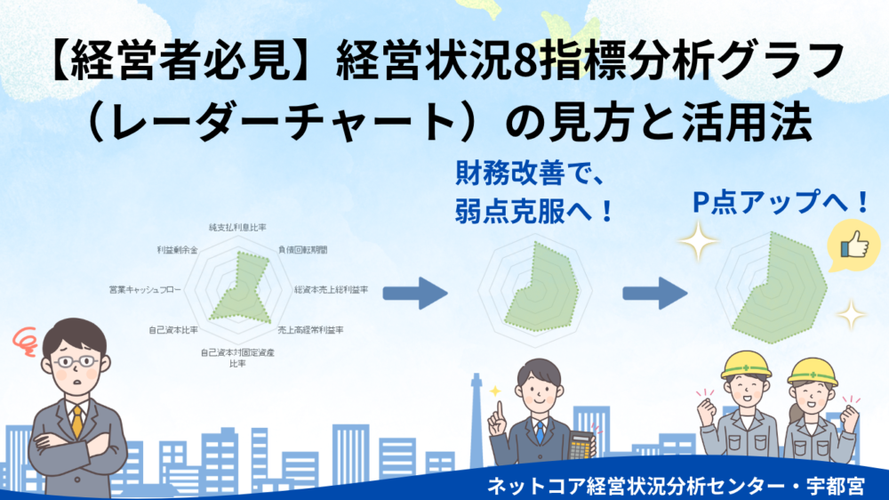 【経審・Y点アップ】経営状況8指標分析グラフ(レーダーチャート)の正しい見方と財務改善への活用法